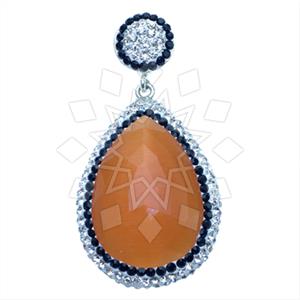925 Sterling Silver Gem and Crystals Single Drop Gem Pendant