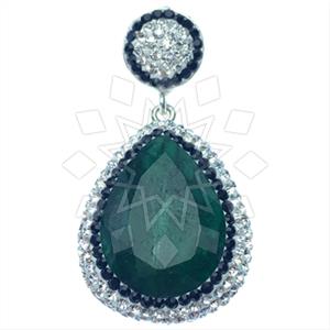 925 Sterling Silver Gem and Crystals Single Drop Gem Pendant