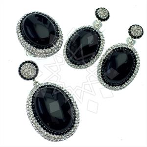 925 Sterling Silver Gem and Crystals Ring Earring Pendant Sets