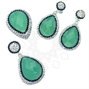 925 Sterling Silver Gem and Crystals Ring Earring Pendant Sets