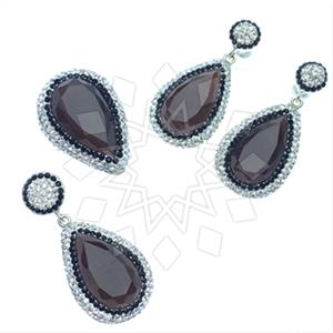 925 Sterling Silver Gem and Crystals Ring Earring Pendant Sets