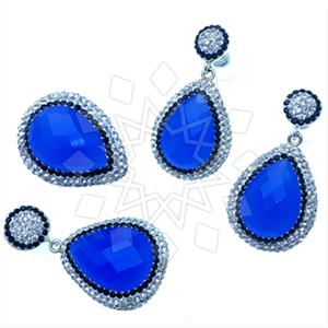 925 Sterling Silver Gem and Crystals Ring Earring Pendant Sets
