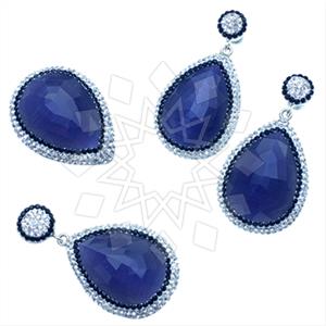 925 Sterling Silver Gem and Crystals Ring Earring Pendant Sets