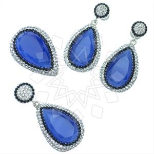 925 Sterling Silver Gem and Crystals Ring Earring Pendant Sets