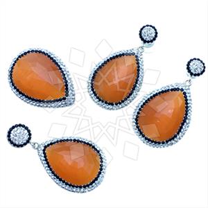 925 Sterling Silver Gem and Crystals Ring Earring Pendant Sets