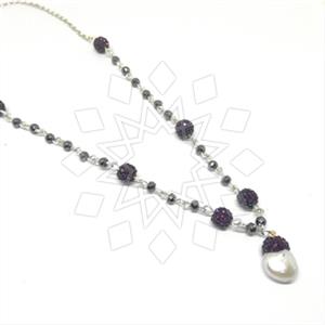 925 Sterling Silver Gem and Crystals Beaded Necklace