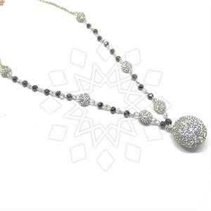925 Sterling Silver Gem and Crystals Beaded Necklace