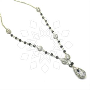 925 Sterling Silver Gem and Crystals Beaded Necklace
