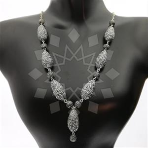 925 Sterling Silver Tugra Gem and Crystals Beaded Necklace