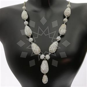 925 Sterling Silver Tugra Gem and Crystals Beaded Necklace