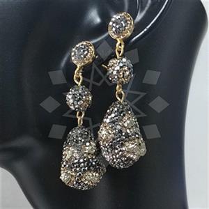 925 Sterling Silver Crystal Pave  Double Drop Earrings