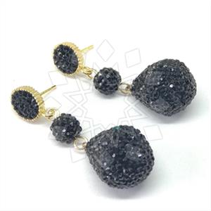 925 Sterling Silver Gem and Crystals Double Drop Earrings