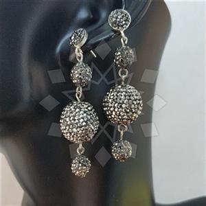 925 Sterling Silver Crystal Pave  Triple Drop Earrings