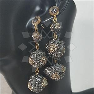 925 Sterling Silver Crystal Pave  Triple Drop Earrings