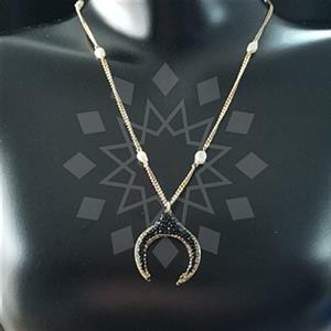 Fashion Moon and Stars Gem and Crystals Beaded Necklace