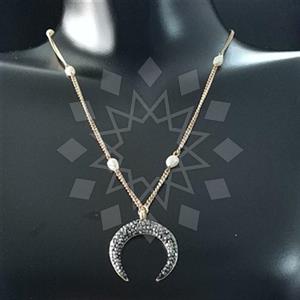 Fashion Moon and Stars Gem and Crystals Beaded Necklace