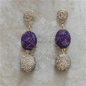 Fashion Gem and Crystals Double Drop Earrings
