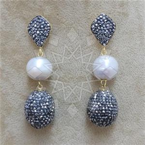 Fashion Gem and Crystals Double Drop Earrings