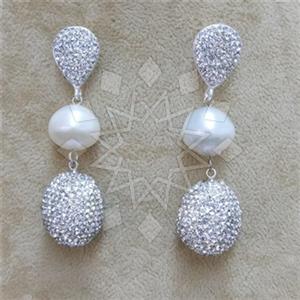 Fashion Gem and Crystals Double Drop Earrings