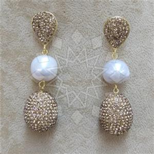 Fashion Gem and Crystals Double Drop Earrings