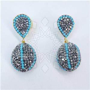 Fashion Gem and Crystals Single Drop Earrings