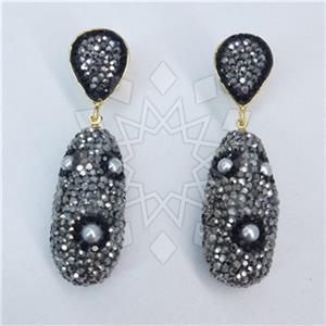 Fashion Gem and Crystals Single Drop Earrings