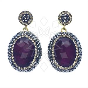 925 Sterling Silver Gem and Crystals Dangle Earrings