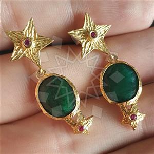 925 Sterling Silver Star Design Single Drop Earrings