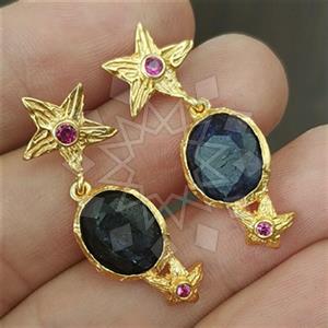 925 Sterling Silver Star Design Single Drop Earrings