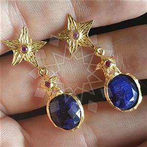 925 Sterling Silver Star Design Single Drop Earrings