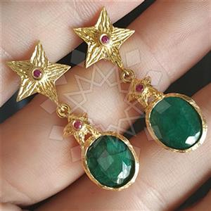 925 Sterling Silver Star Design Single Drop Earrings