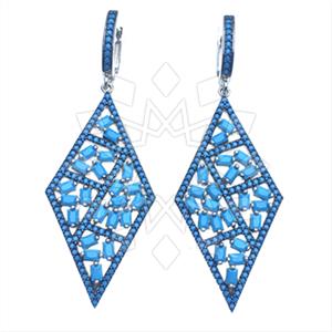 925 Sterling Silver Baguette Gemstone  Statement Earring