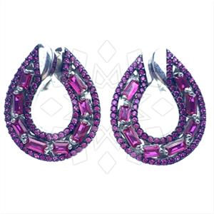 925 Sterling Silver Baguette Gemstone  Statement Earring