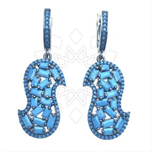 925 Sterling Silver Baguette Gemstone  Statement Earring