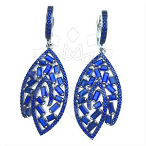 925 Sterling Silver Baguette Gemstone  Statement Earring