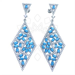 925 Sterling Silver Baguette Gemstone  Statement Earring
