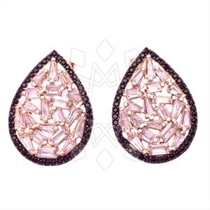 925 Sterling Silver Baguette Gemstone  Statement Earring