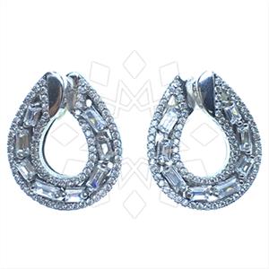 925 Sterling Silver Baguette Gemstone  Statement Earring