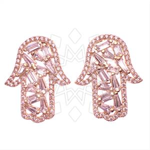 925 Sterling Silver Hamsa Hand Statement Earring