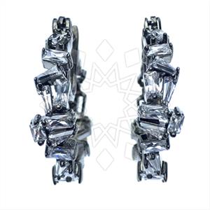 925 Sterling Silver Baguette Gemstone  Statement Earring