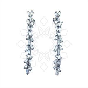 925 Sterling Silver Baguette Gemstone  Statement Earring