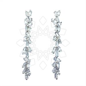 925 Sterling Silver Baguette Gemstone  Statement Earring