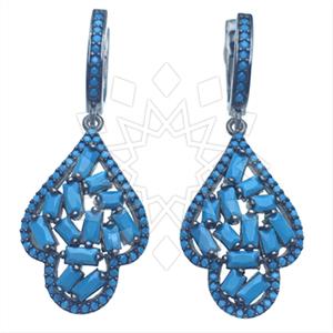 925 Sterling Silver Baguette Gemstone  Statement Earring
