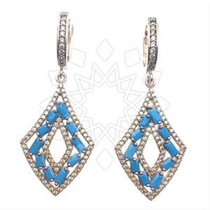 925 Sterling Silver Baguette Gemstone  Statement Earring