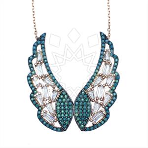 925 Sterling Silver Angel and Wings Pendant Necklace