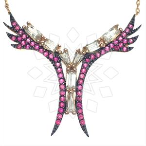 925 Sterling Silver Angel and Wings Pendant Necklace