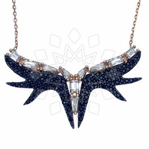 925 Sterling Silver Angel and Wings Pendant Necklace