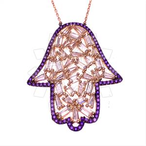 925 Sterling Silver Hamsa Hand Pendant Necklace