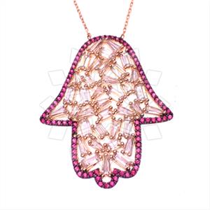 925 Sterling Silver Hamsa Hand Pendant Necklace