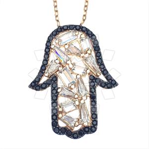 925 Sterling Silver Hamsa Hand Pendant Necklace